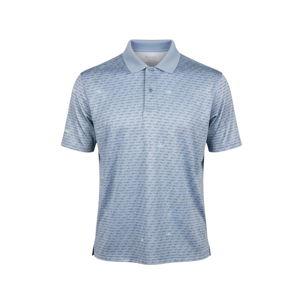 Southern Tide Tide To Trail Men XL Blue Short Sleeve Golf Polo Shirt Sharks